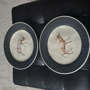 Lot of 2. Godinger Safari Africa Dessert Plates